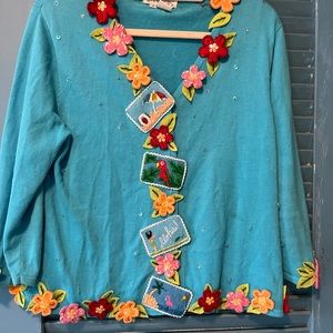 Jack B. Quick Rare Vintage Tropical Beaded Sweater